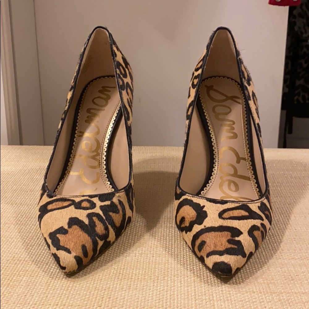 Sam Edelman leopard pumps calf skin